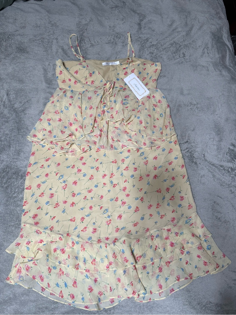 Adeirlina Floral Chiffon Two-Piece Set NWT Top + Skirt